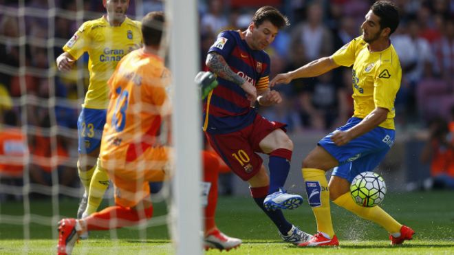 Messi, durante el partido contra Las Palmas