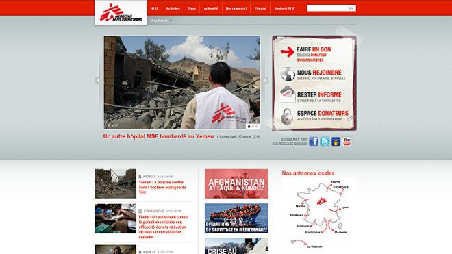 Sitio web de Medecins Sans Frontieres 