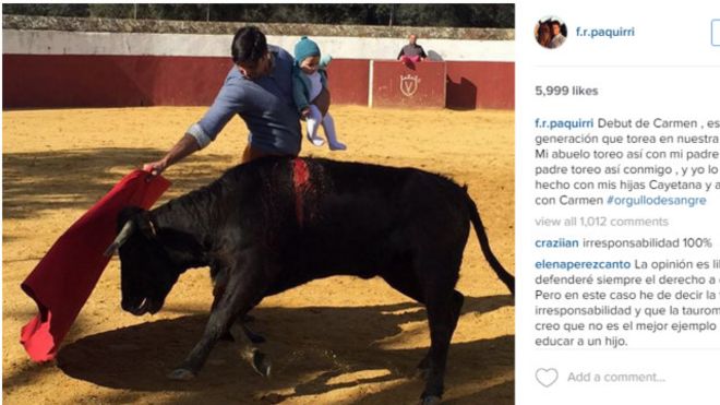 Imagen de Fran Rivera toreando con su niña