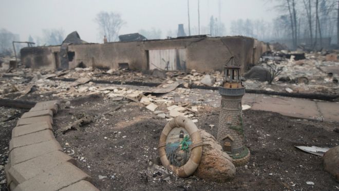 Devastación en incendio en Fort McMurray, Canadá